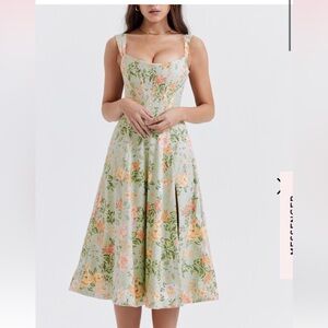 House of CB Light Jade Print Midi Saira Dress